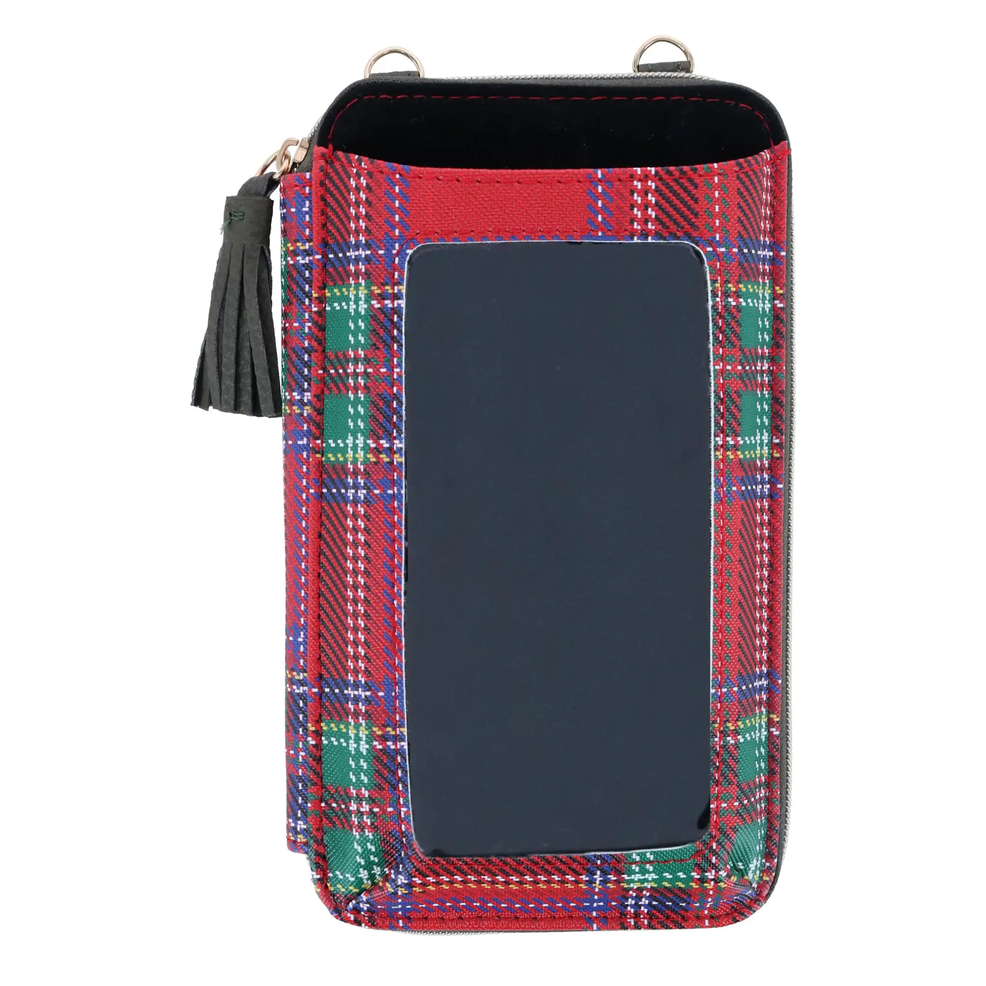 Buxton Women's Tartan Plaid Printed Vegan Leather Everywhere Wallet, Zip-Around Wallets