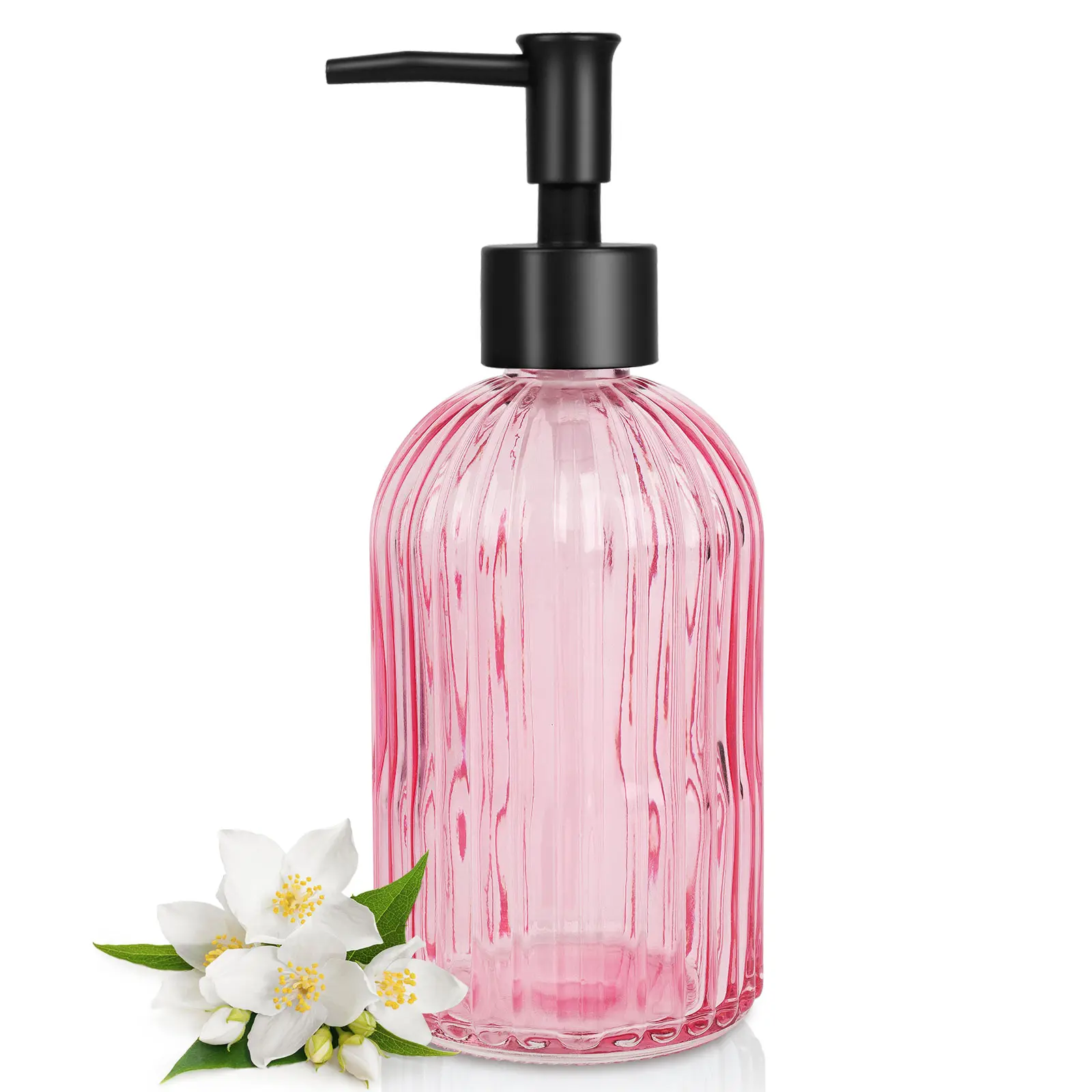 Glass Soap Dispenser with Plastic Pump, 400ml Liquid Hand Soap Dispenser, Rustproof Pump for Kitchen & Bathroom, Great for Lotions, Essential Oil, Liquid Soaps,Transparent