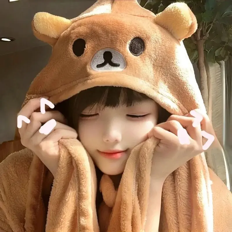 Rilakkuma Cute Cartoon Soft Air Conditioning Blanket Cloak for Home Office Student Dormitory Nap Ideal Holiday Surprise Gift
