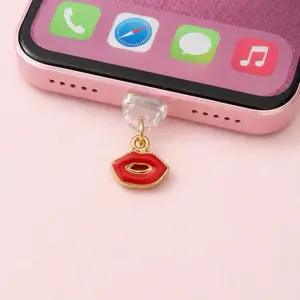 Dust Plug Charm for Kindle iPhone & USB C Devices - Stylish Red Lips Design - Compact Practical Accessory for Everyday Use - Keep Your Devices Dust-Free - Cellphone