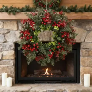 Luxury Christmas Wreath - Large Elegant Door Decoration Wreath, Festival Featured Recommendation, Durable Plastic Artificial Wreath, Suitable for Indoor/Outdoor Holiday Decorations