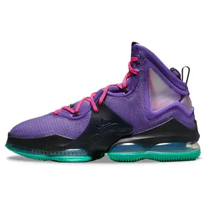 Nike LeBron 19 EP Purple Teal Men's High-Top Basketball Shoes with Comfortable Round Toe Design