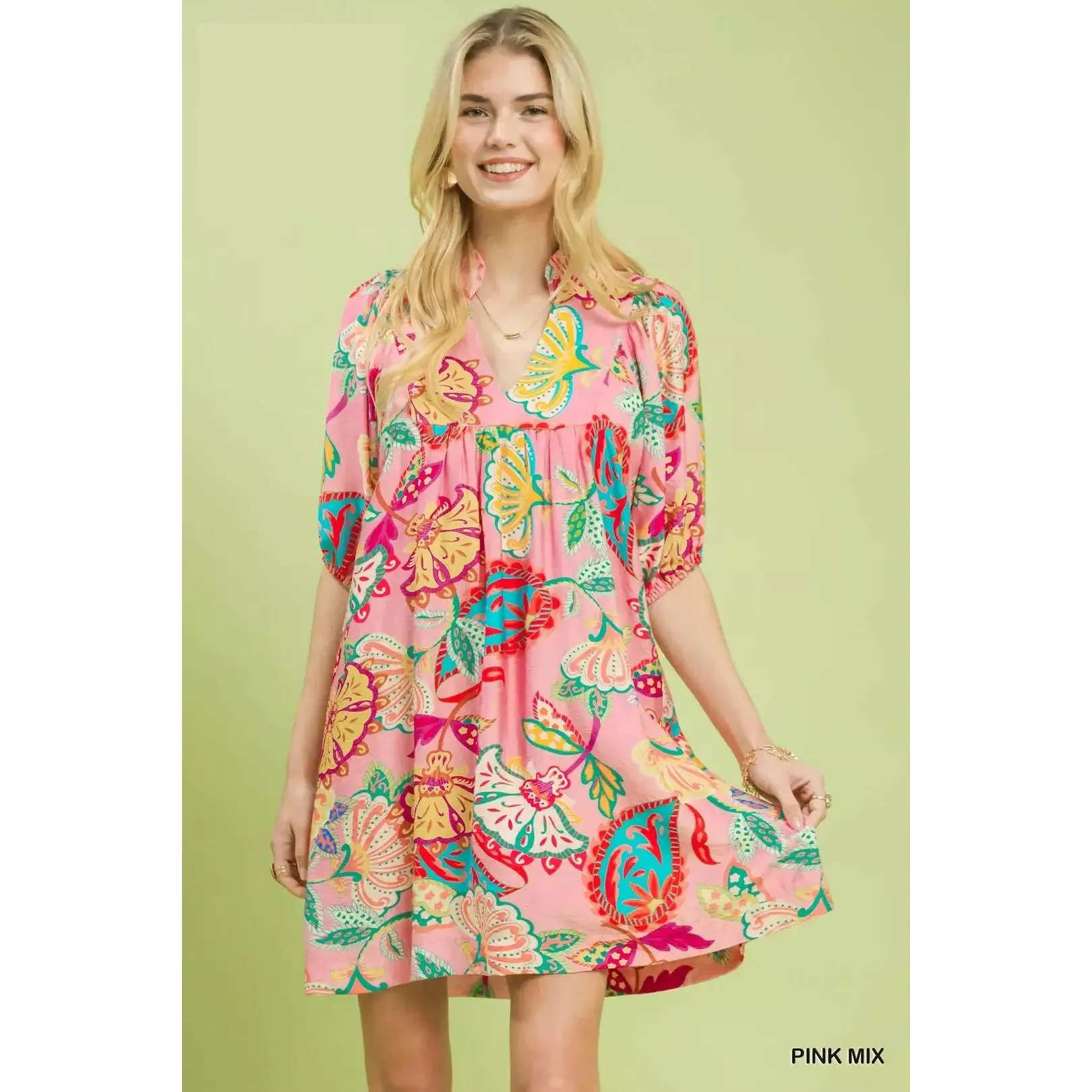 Umgee Paisley Print Mini Dress