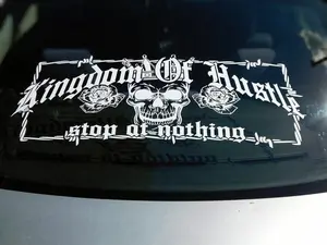 Kingdom Of Hustle Wire Windshield Rear Window Decal Car Sticker Banner JDM Vinyl Graphics Stance Kanji KDM