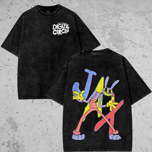 The Amazing Digital Circus Printed Unisex Washed T-Shirt, Pomni Themed Shirt, Cute Anime Comfort Color Shirt,The Amazing Digital Circus