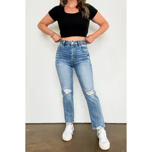 Sleek Horizons High Rise Crop Straight Jeans