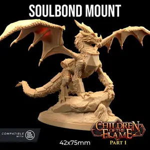 Soulbond Dragon Mount Children of the Flame | The Dragon Trappers Lodge | 32mm Scale | Miniature TTRPG Mini DnD Dungeons Dragons Wargame