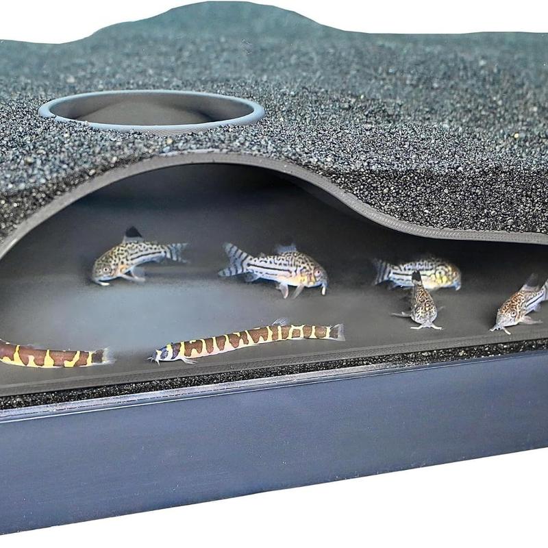 Aquarium Underground Tunnel Cave, Natural Curve Sand Burrow Tunnel, Fish Tank Decor Hiding Spot, Suitable for Corydoras Catfish, Kuhli Loach, American Cichlid