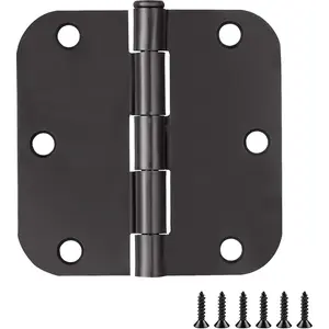 Interior Door Hinges 3.5 in. x 3.5 in. Rounded 5/8-in. Radius Steel Pre-Lubricated Door Hardware Matte Black 3-Pack 188904