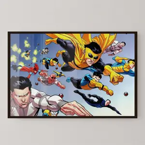 Invincible War Canvas Poster - Mark's Universe Variant Art | Black Aluminum Frame + Waterproof Acrylic Panel | Ultimate Comic Wall Decor & Gift for Teen Room, Dorm, Man Cave | 3 Styles: Frameless Canvas, Wood Frame, Black Aluminum+Acrylic Panel