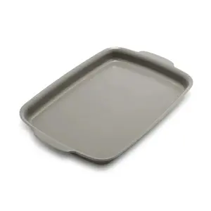 Premiere Ovenware Healthy Ceramic Nonstick 13" x 9" Quarter Sheet Baking Pan, Cast Aluminum, Warp-Free, Oven and Broiler safe to 600F,Dishwasher Safe, PFAS-Free, Gray