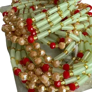 Glow Up Goddess Authentic Tie-On Waistbeads 50-60 Inches Handcrafted Glass Seed Beads Adjustable Fit Ghana Imported Ethical & Cultural Symbolic Color Meanings