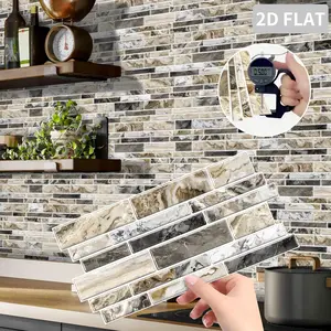 (12pcs/24pcs/48pcs) Peel-And-Stick Wall Tiles, PVC Waterproof Oil-Proof Tiles, Kitchen Bathroom Countertop Decorative Stickers, Self Adhesive Sticker