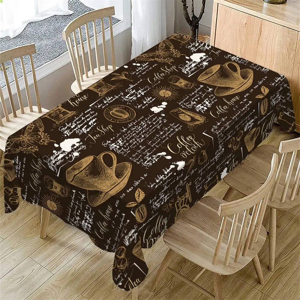 Coffee Pattern Tablecloth, Rectangular Tablecloth, Decorative Tablecloth for Home Kitchen Dining Room, Table Decoration Supplies for Wedding Party