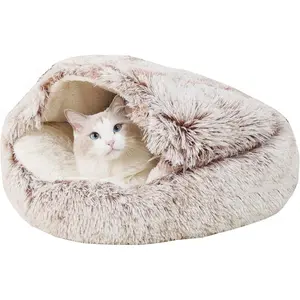 2-in-1 Round Cushion & Warm Pet House for Cats and Small Dogs