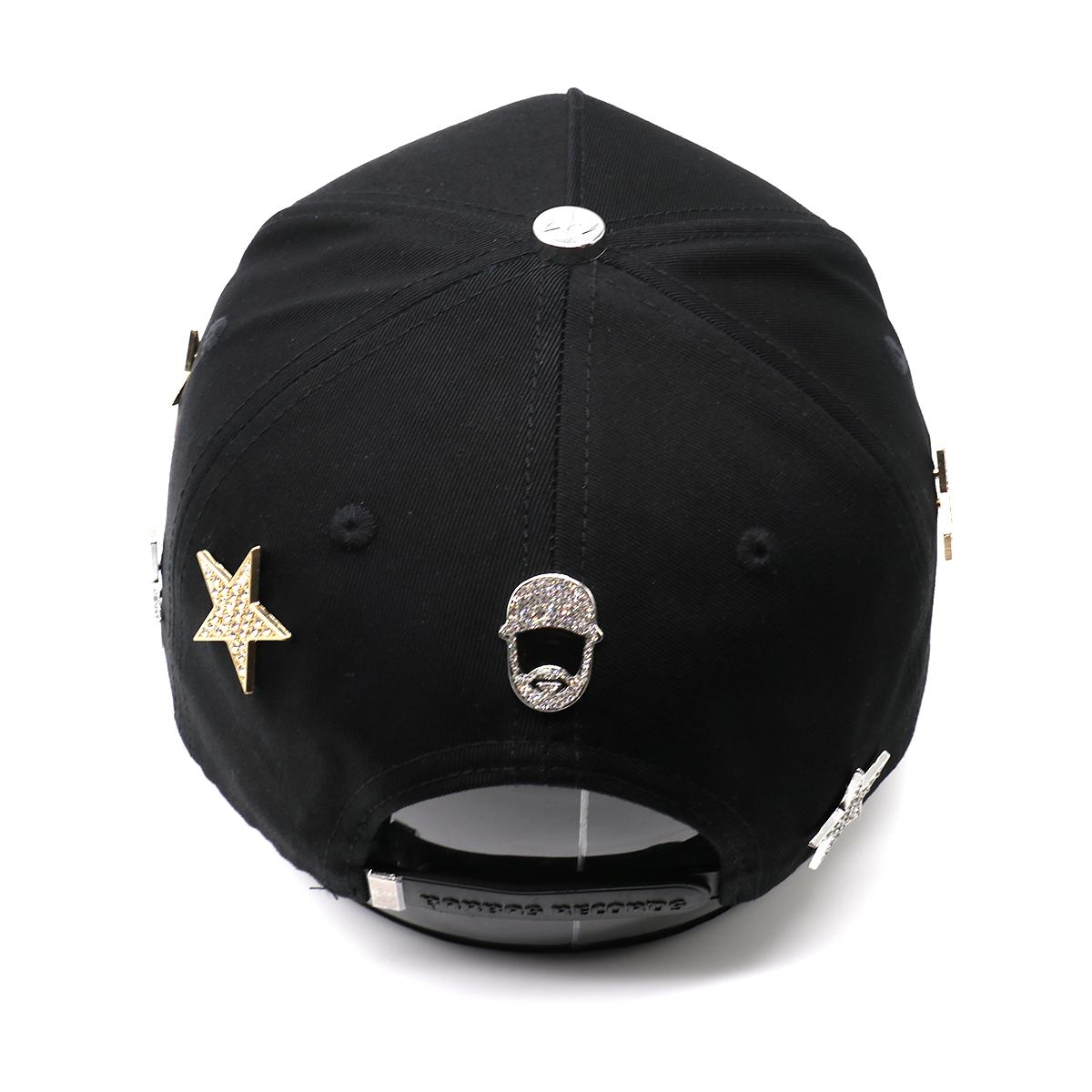 Rhinestone Star Moon Streetwear Snapback Hat - Black Embroidered Hip Hop Baseball Cap, Unisex Adjustable Urban Street Style Headwear