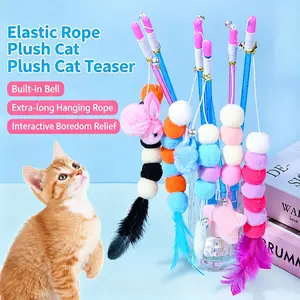 New Elastic Rope Imitation Caterpillar Cat Teaser, Blue Cat Teaser Rod, Durable Scratch and Chew Cat Toy