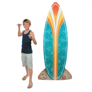 6 Ft. Orange & Blue Flower Pattern Surfboard Cardboard Cutout Stand-Up