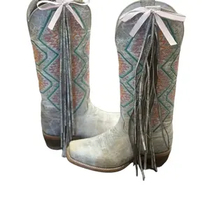 Coquette Fringe Square Toe Cowgirl boots