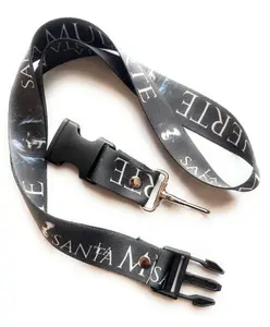 Black Santa Muerte Keychain Lanyard Llavero de la Santa Muerte negro