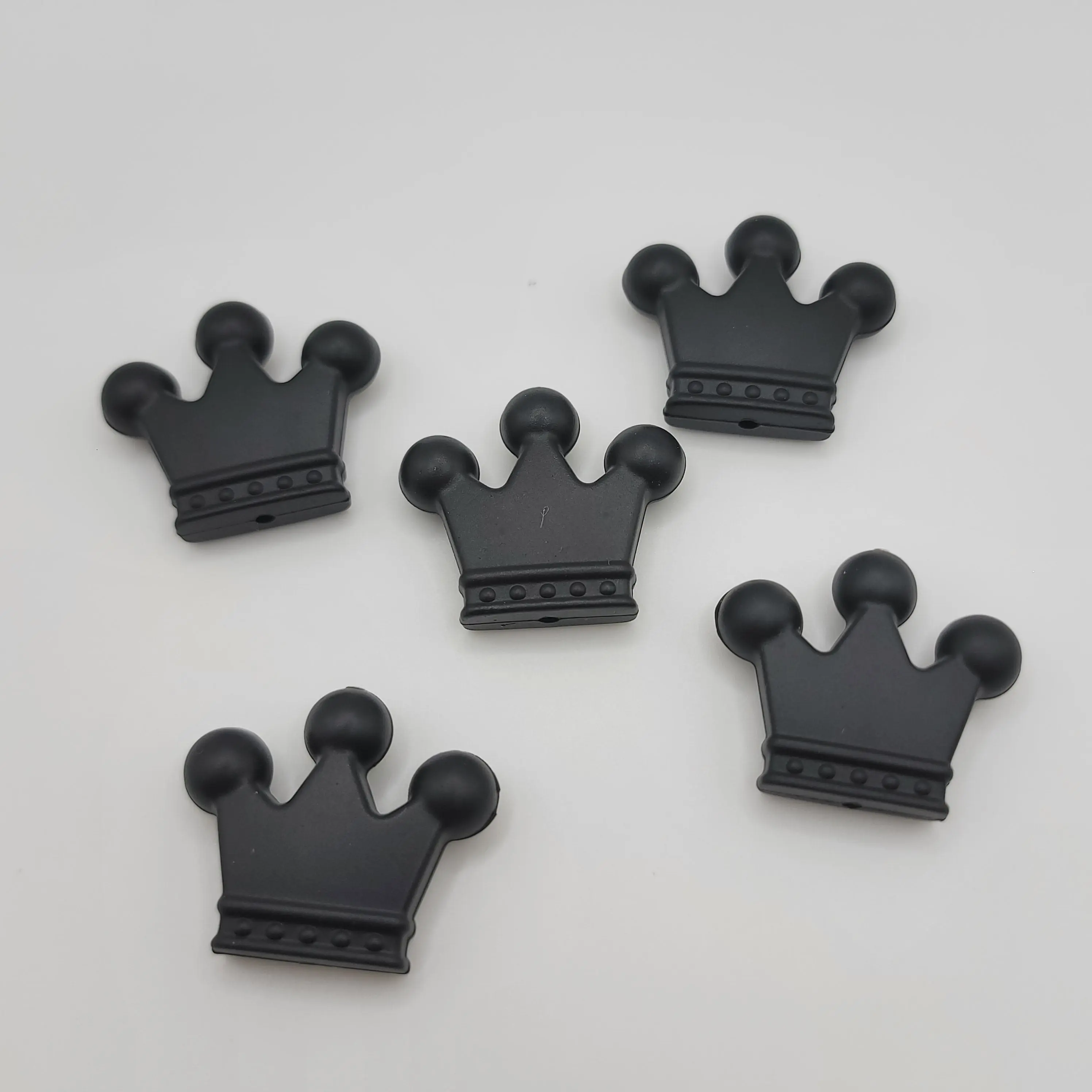 Flexible Crown-Shape Black Silicone Focal Beads, High-Quality Crafting Supplies for DIY Jewelry Making Projects