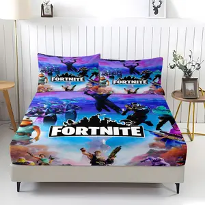 Fortnite Fitted Sheet,Home Bedding Set,Including 1 Bed Sheet and 2 Pillowcases,Anti Slip Dust Cover Suitable for Bedrooms and Guest Rooms,Suitable for Personal Use or Gift Giving