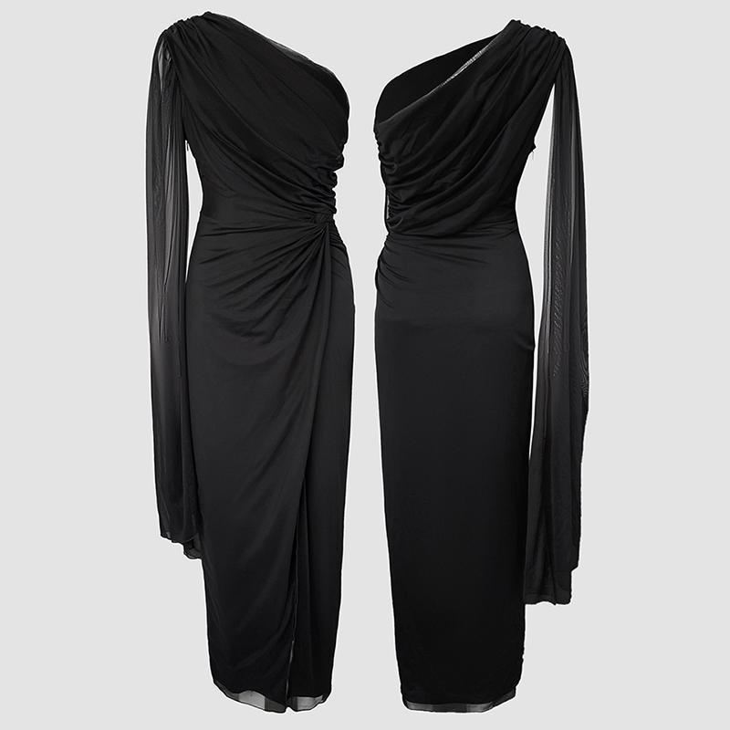 ChicMe Women's One Shoulder Valentine's Day Cloak Sleeve Ruched Twist Waist Evening Dress Waist Gathered Wedding Guest Slit Wedding Party Dress ChicMe Women's One Shoulder Valentine's Day Cloak Sleeve Ruched Twist Waist Evening Dress Waist Gathered Wedding Guest Slit Wedding Party Dress