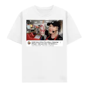 Trisha Paytas ASMR Arby's Drive Thru T-Shirt, Funny YouTube Video Screenshot Graphic Tee, Unisex Internet Culture & Pop Culture for Fans, Retro Y2K Aesthetic Casual Top Gift.