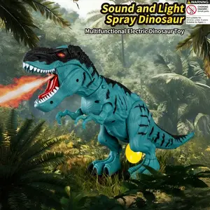 Large Kids Realistic Dinosaur Toy, Electric Walking T-Rex with Lights and Sounds, Laying Eggs and Spraying Mist, Ideal Gift for Boys Aged 3-12