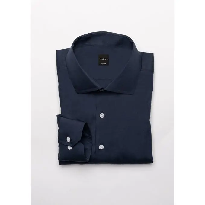 Egyptian Navy Blue Light Weight 80's Poplin Shirt - Classic Collar