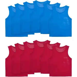 Pinnies Set of 12 Scrimmage Vests, Team Practice Sports for Child Youth/Adult, Lightweight Basketball Jersey
