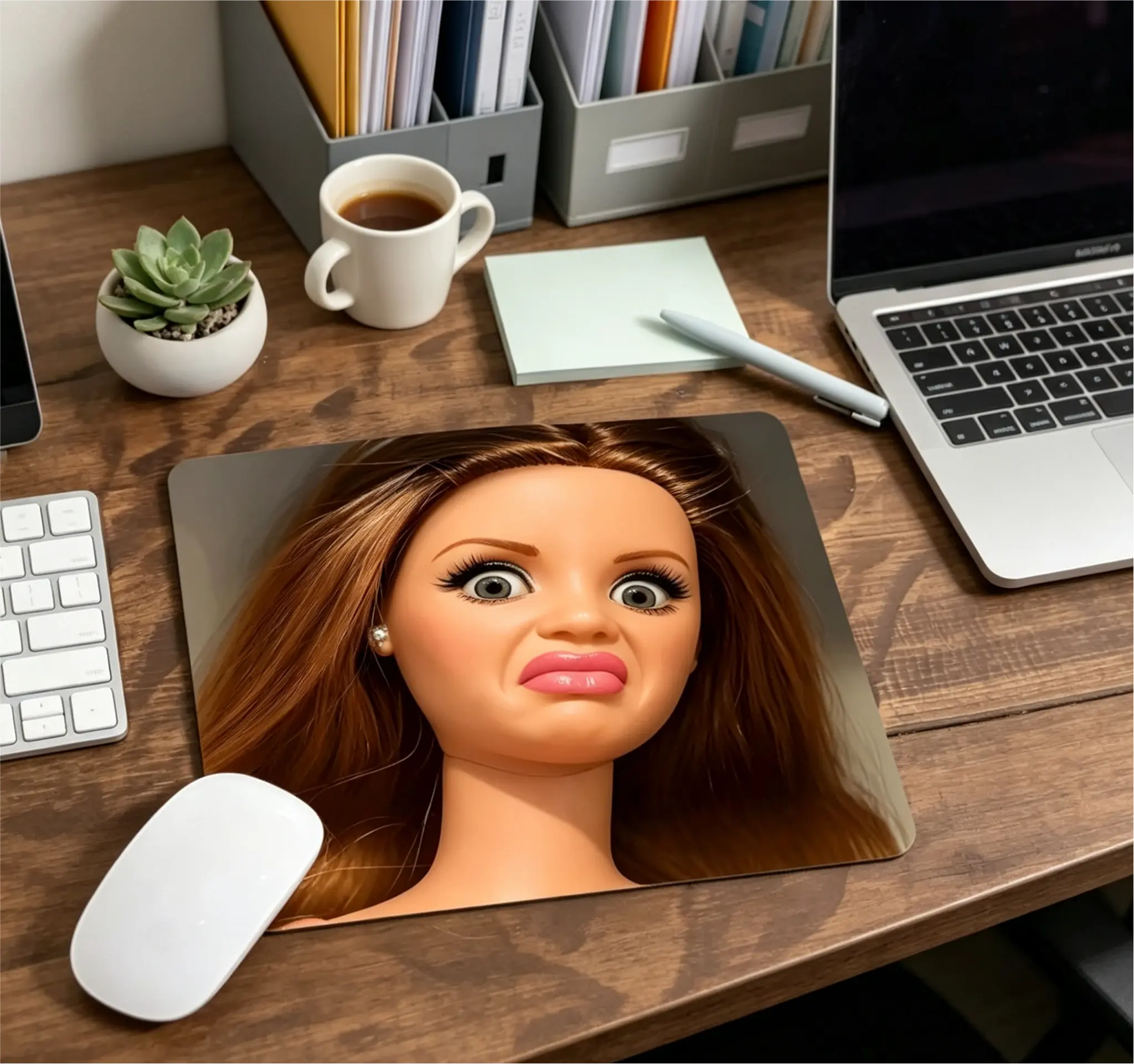 Exhausted from Work and Life Square Mouse Pad, Fun Stress-Relief Desktop Decoration Protection Pad, Rubber Non-Slip Lock Edge Work Pad, Small Size Suitable For Laptop Desktop Games Work, Workplace Stress-Relief Gift For Family And Friends