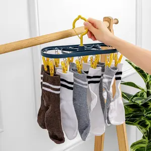 Foldable Socks Drying Rack, Multifunctional 12 Clips Socks Hanger, Windproof Fixed Clip Drying Rack, Laundry Tools & Accessories for Home