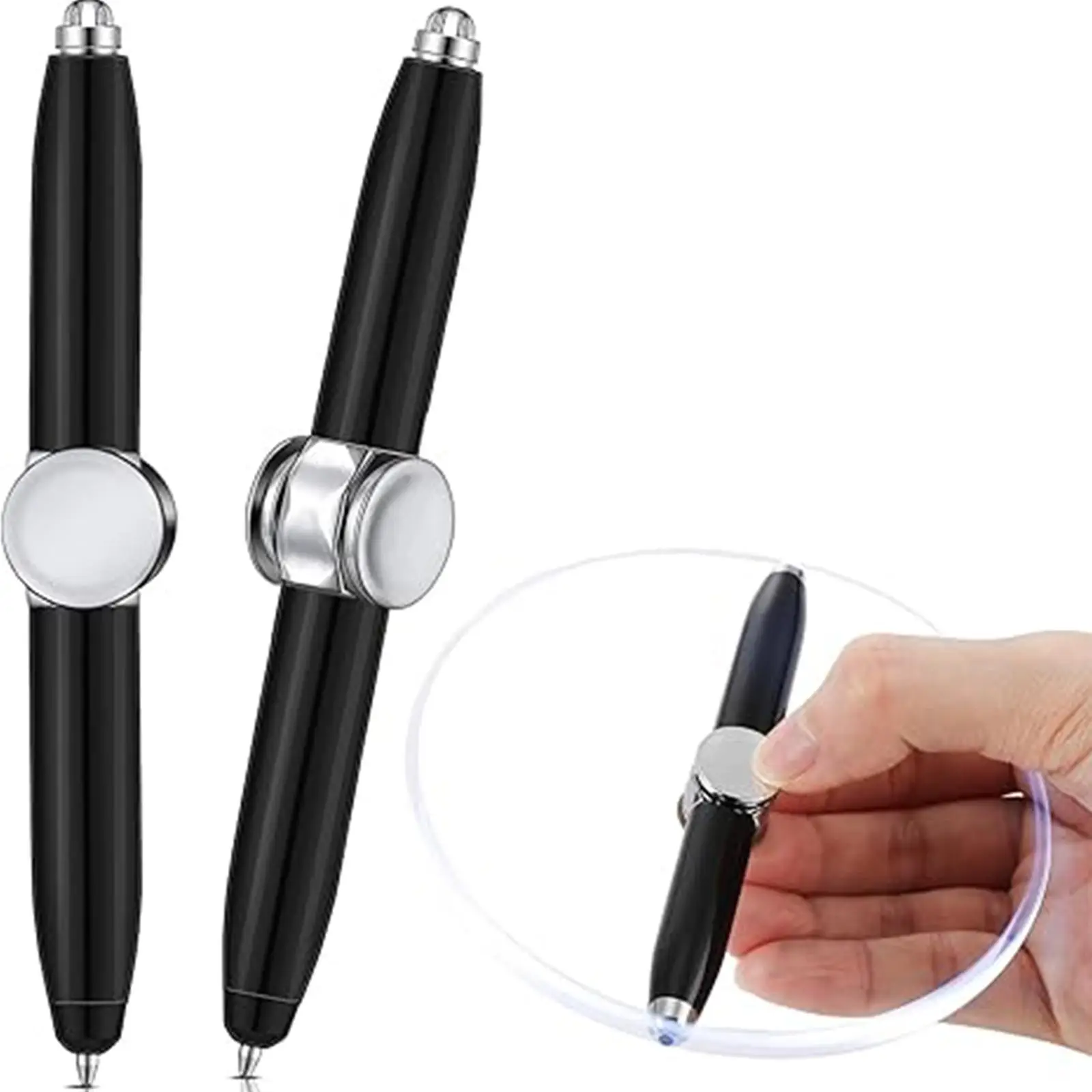 Fingertip Gyro Pen, Luminous Flash with Lights, Creative Metal Multifunctional Rotating Spinning Decompression Pen for Home School Office