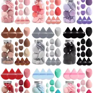 Velvet Beauty Makeup Sponge Set - 14 Pcs with Storage Jar, Finger Puff, Cosmetic Puffs, Makeup Sponge, Beauty Blender
