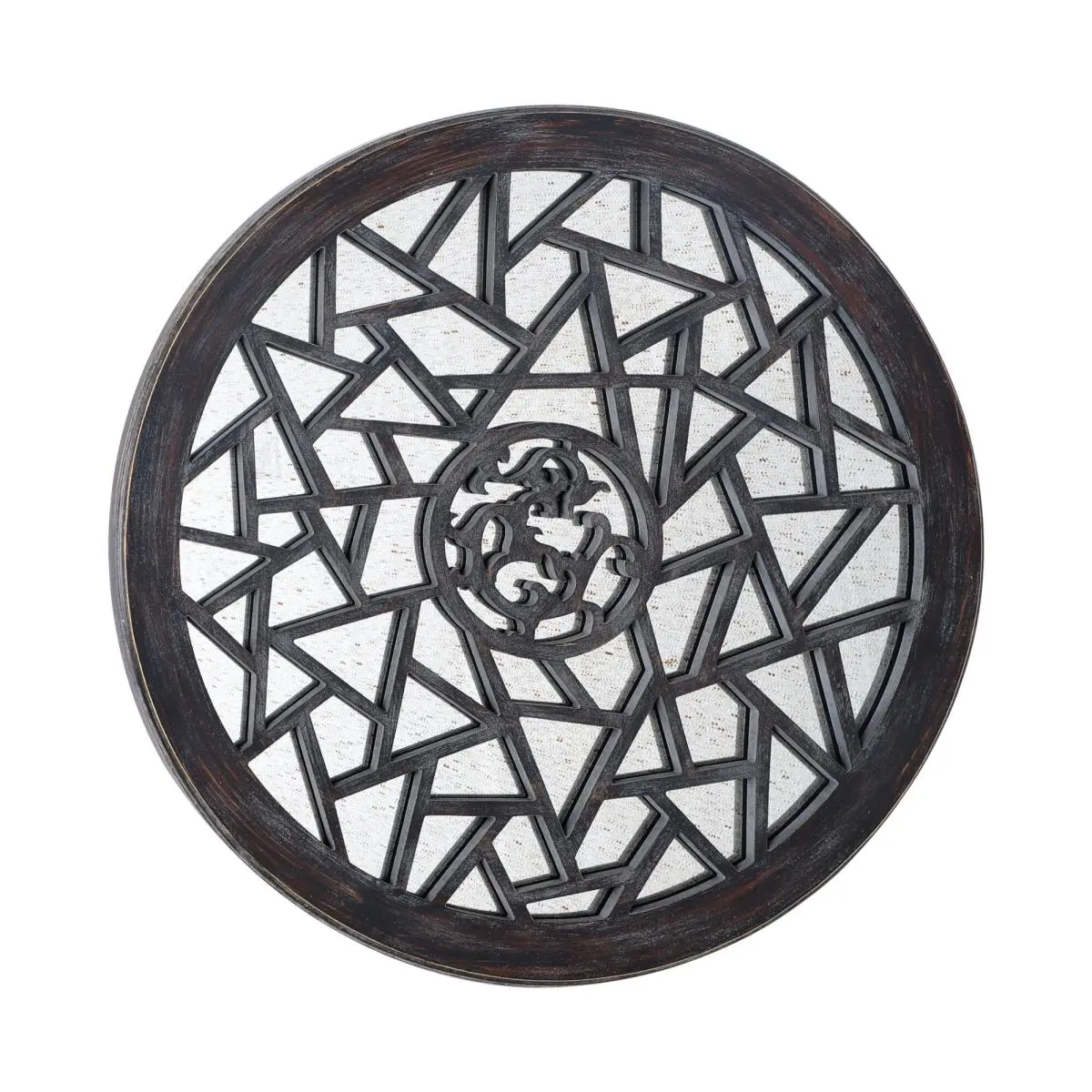 212 MAIN 24-in Round Wall-Mount Hanging Vanity Mirror - Lightweight, Durable, Modern Decorative Bronze Wood Home Decorative Mirror for Bathroom, Dressing Table