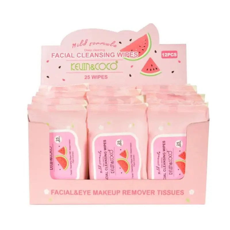 Gentle Daily Watermelon Makeup Remover Wipes, Cosmetic Cleanser Wipes, Convenient Pack for Quick Makeup Removal