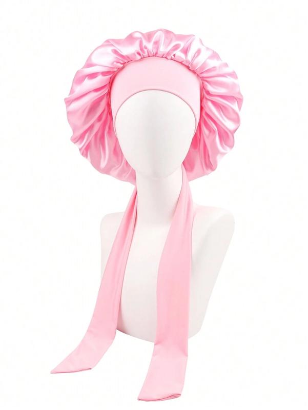 Stretch Satin Colored Bonnet Cap For Women's Long Hair, Suitable For Sleeping, Makeup, Beauty And Heat Styling