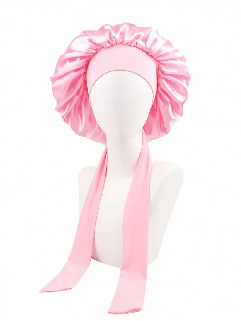 Stretch Satin Colored Bonnet Cap For Women's Long Hair, Suitable For Sleeping, Makeup, Beauty And Heat Styling