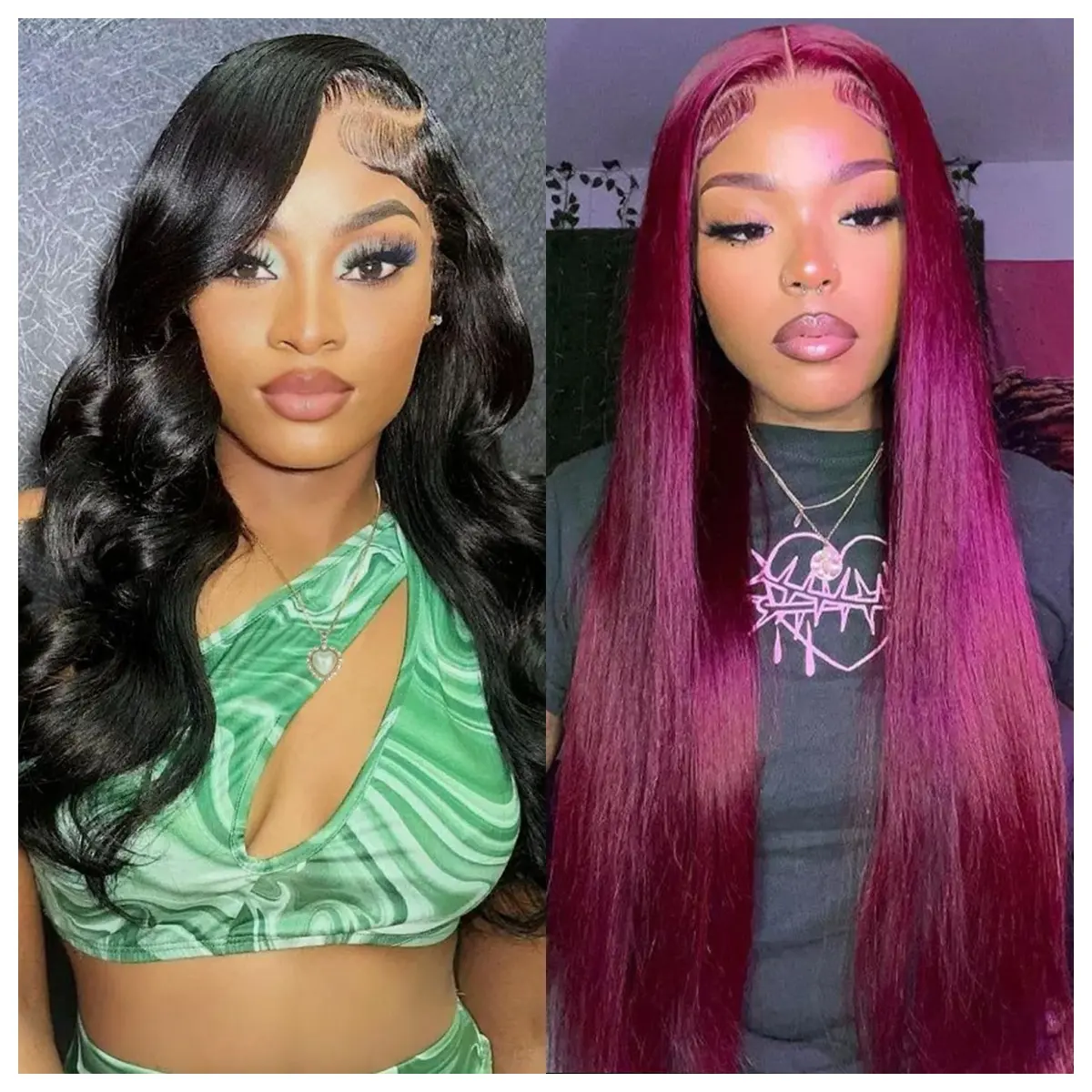 【Live Combo】2 Wigs | 13x4 Body Wave Lace Front Wigs Transparent Lace Frontal Human Hair Wigs Burgundy Body Wave Wigs for Woman