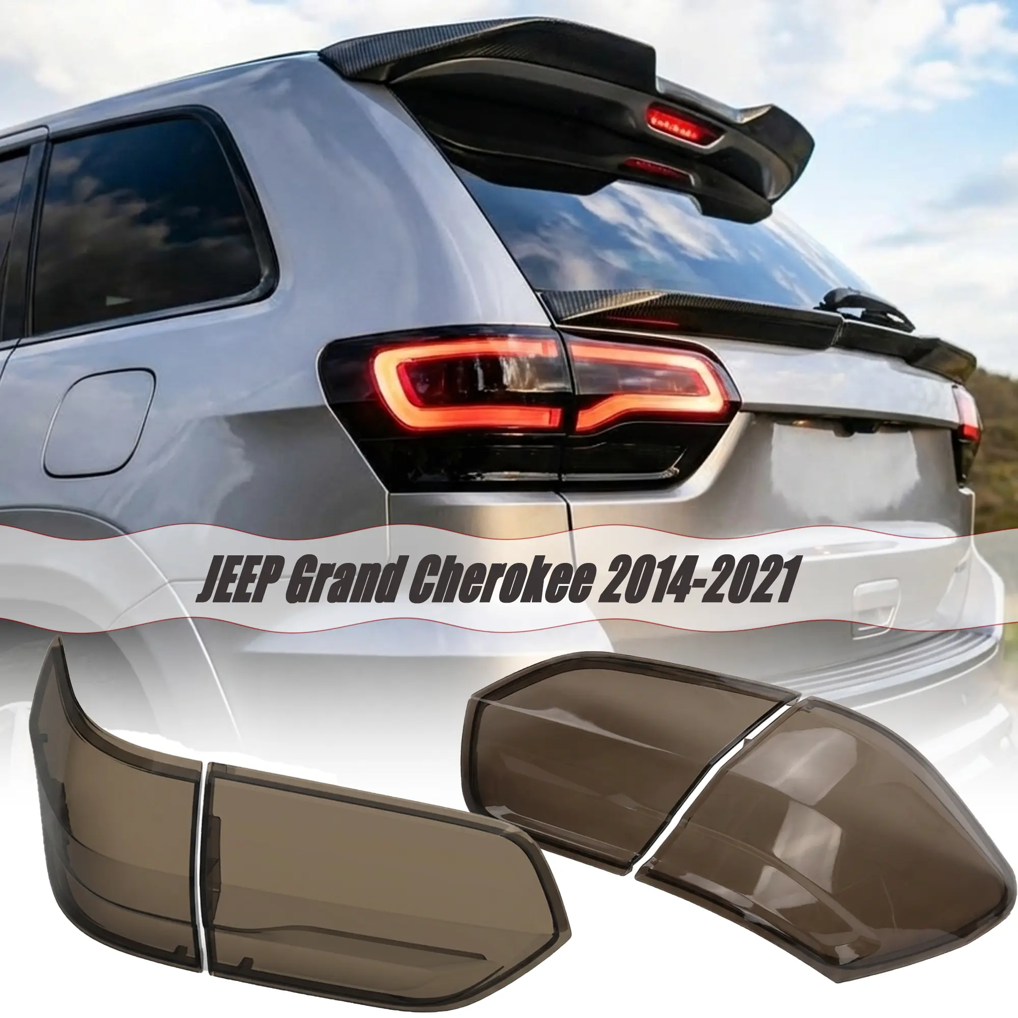 MUTUSAISI Taillight Cover Trim Fit for JEEP Grand Cherokee 2014-2021 Accessories,Tail Light Rear Lamp Protective Guards Exterior Decoration