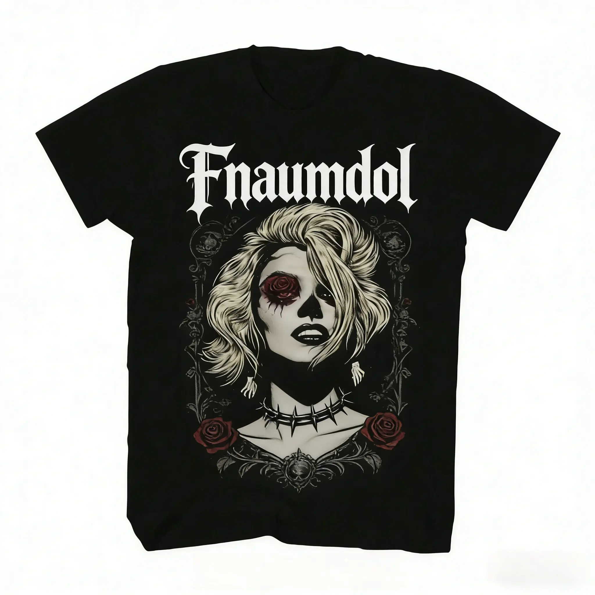 Retro Skull Graphic Tshirt for Men, Casual Streetwear Shortsleeve Crewneck Tee in a Combed Cotton Blend, Menswear, Fabric