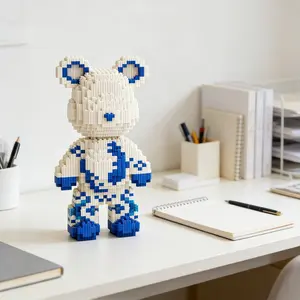 1003pcs Blue and Porcelain Bear, 3D Block Decoration Set, Suitable for Adults and Teens, Home Decor, Party Decor, DIY Gift