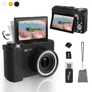 Digital Camera with Flash, 4K Vlog Camera, 16x Digital Zoom, 180° Flip Screen, 32GB Memory Card, 48mp Vlog Camera, Novice Friendly