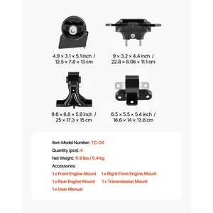 VEVOR Engine Motor Mount and Transmission Mount Kit Replacement, Set of 4, Compatible with 2011-2019 Dodge Journey 3.6L FWD, Replace OE# A5551, A5443, A5632, A5543, Secure Support