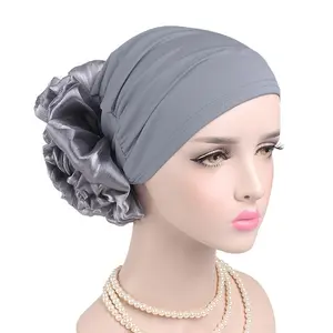 Solid Color Turban Head Wrap Head Scarf 3D Floral Chemo Cap Wrap Hair Bandana Cap Headwear Beanies