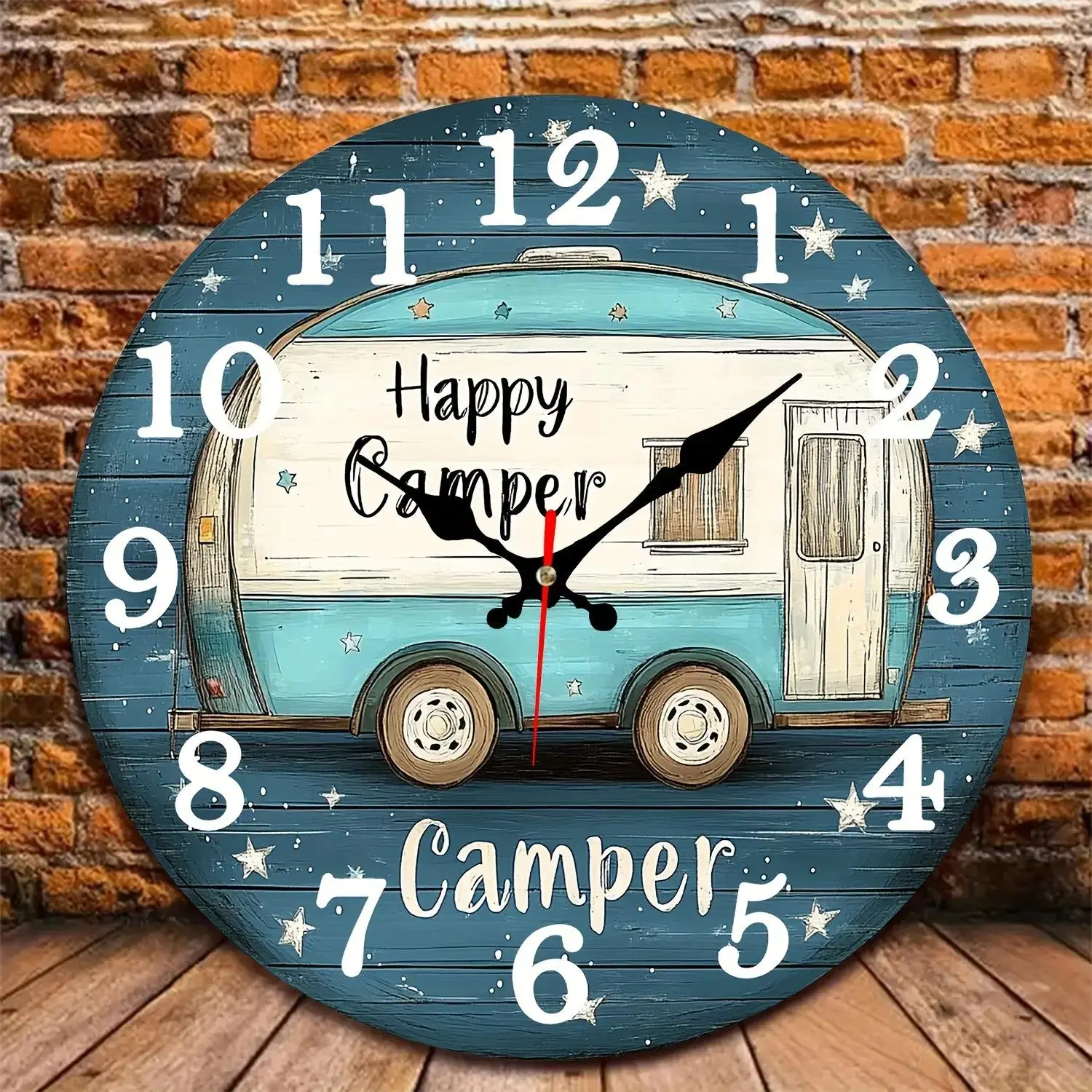 1pc Rustic Round Wooden Wall Clock with Quartz Movement - Silent Battery- Vintage Farmhouse Design, Face Suitable for, Office,,, Bathroom Decor - Minimalist Wood Grain Clock for Modern & Traditional Rooms, 2D Flat 12 Inch