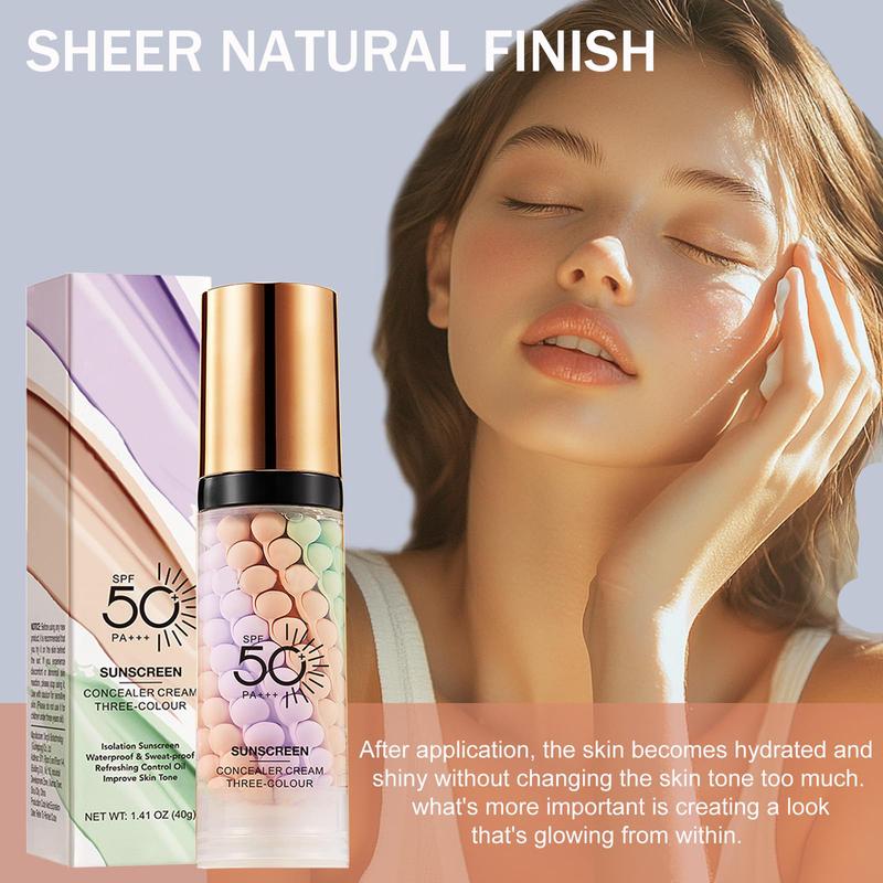 3 In 1 Primer for Face Before Makeup, Sunscreen Isolation Cream, SPF 50, One Step Color Corrector Face Primer, Oil Control & Moisturizing Skin Tone Correcting, Tinted Moisturizer with Spf