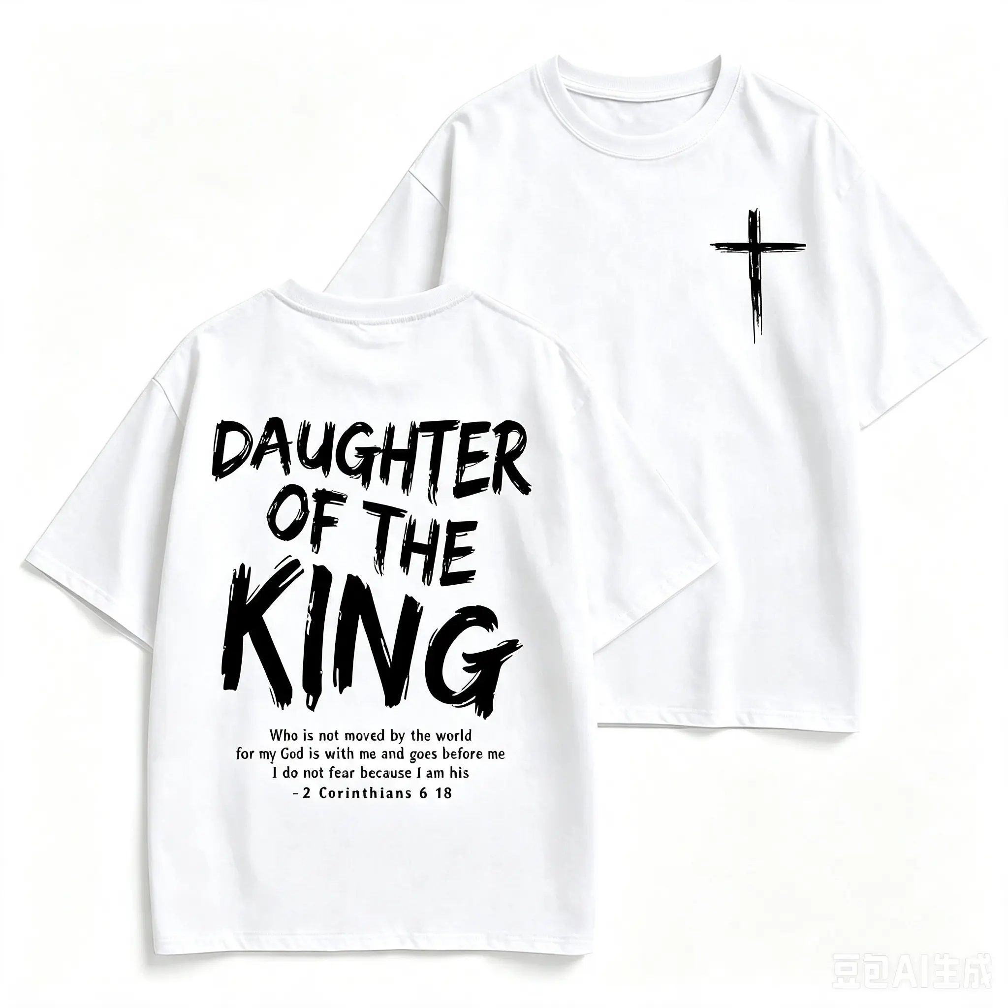 Daughter of the King Jesus Graphic Tee - Women's Soft Casual Round Neck Short Sleeve T-Shirt, Dual-Sided Print, 180g Pure, Comfortable & Stylish for Home or Outfit Tshirt