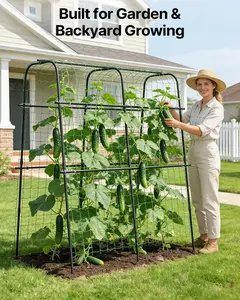 63''/84'' U-Shaped  Cucumber Trellis for Climbing Plants Outdoor,  Tall  Metal Garden Trellis for Raised Beds – Perfect for Climbing Vegetables, Easy Assembly, Durable Plant Support for Home Gardeners Potato Grow Bags Potting Soil Substrate